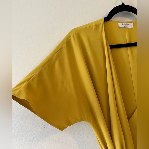 (Sold) Aritzia BABATON Wallace Dress Wrap Tie Cairo Gold Size Medium - Picture 4 of 8